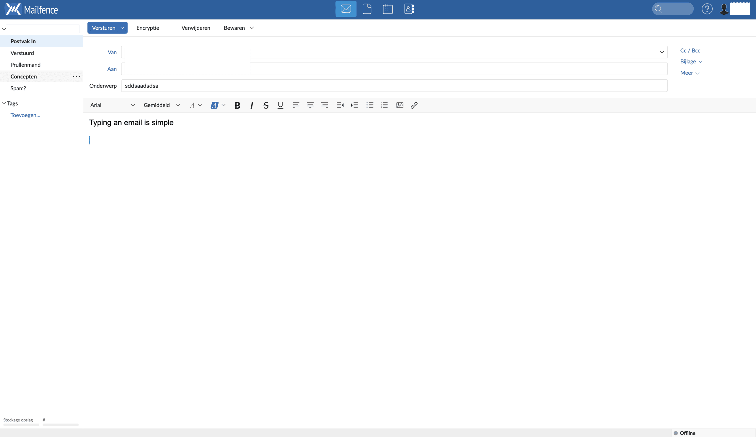 Mailfence e-mail opstellen