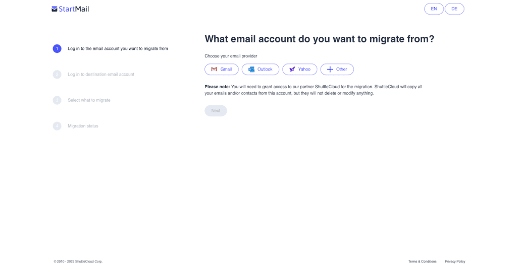 E-mail migreren met ShuttleCloud