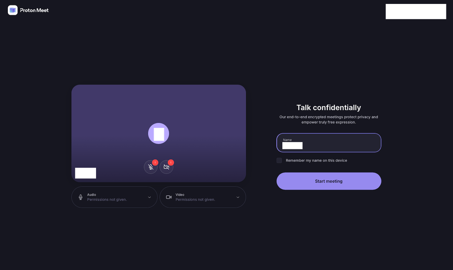 Proton Meet naam instellen