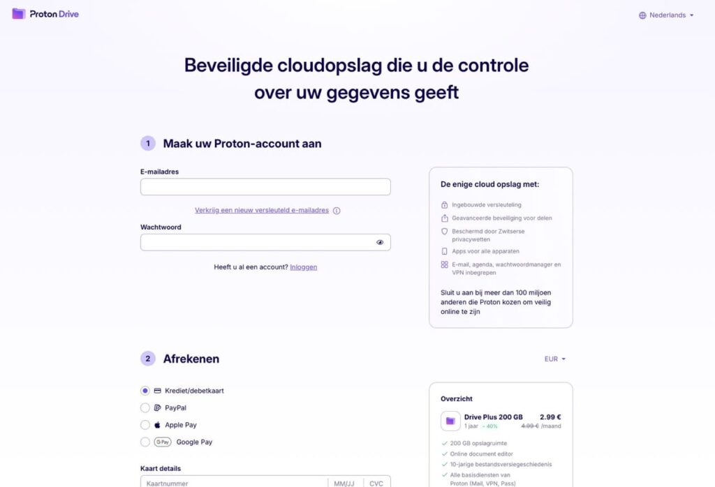 Proton Drive jaarabonnement prijzen